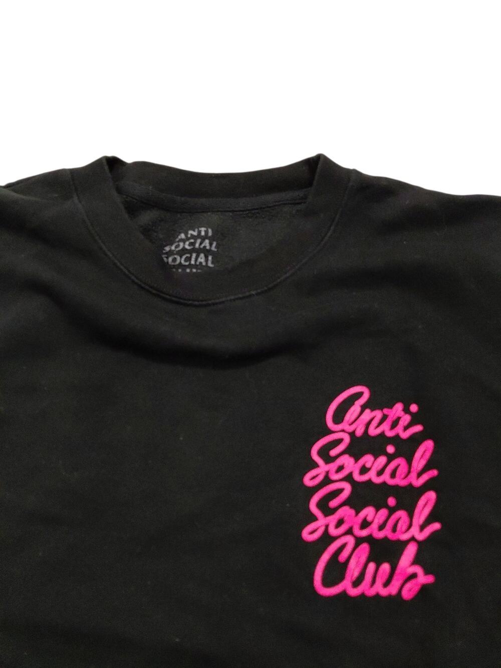 Anti Social Social Club Black Crewneck Hot Pink Size Large Men's